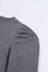Vintage Washed Puff Sleeve Crew Neck Sweatshirt