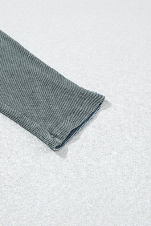 Vintage Washed Ribbed Texture Solid Knit Leggings