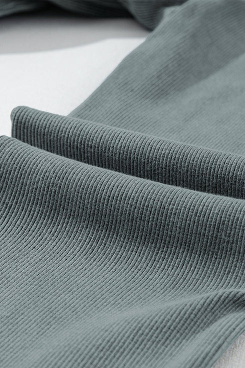 Vintage Washed Ribbed Texture Solid Knit Leggings