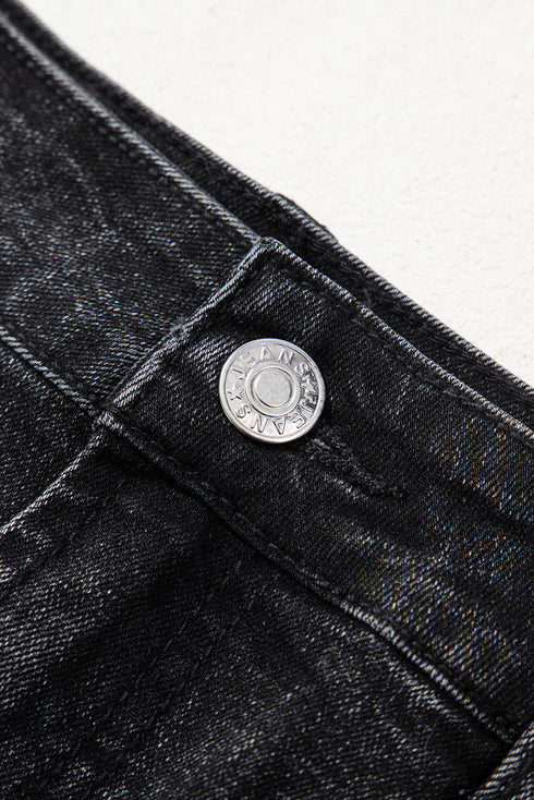 Vintage Washed Ripped Raw Hem Denim Mini Skirt
