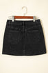 Vintage Washed Ripped Raw Hem Denim Mini Skirt