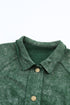 Vintage Washed Solid Flap Pocket Button Up Shacket Jacket