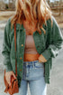 Vintage Washed Solid Flap Pocket Button Up Shacket Jacket