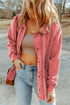 Vintage Washed Solid Flap Pocket Button Up Shacket Jacket