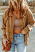 Vintage Washed Solid Flap Pocket Button Up Shacket Jacket