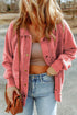 Vintage Washed Solid Flap Pocket Button Up Shacket Jacket