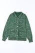 Vintage Washed Solid Flap Pocket Button Up Shacket Jacket