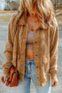 Vintage Washed Solid Flap Pocket Button Up Shacket Jacket