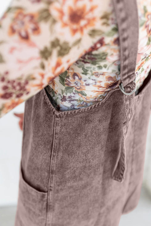 Vintage Washed Western V Neck Denim Suspender Mini Dress