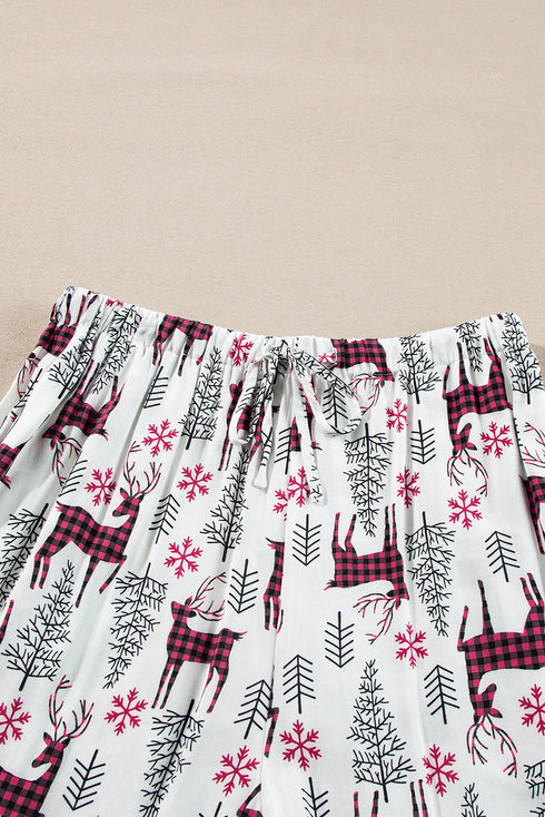 Viscose Button Front Long Sleeve Wide Leg Pajama Set