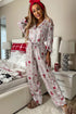 Viscose Button Front Long Sleeve Wide Leg Pajama Set