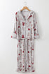 Viscose Button Front Long Sleeve Wide Leg Pajama Set