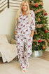 Viscose Button Front Long Sleeve Wide Leg Pajama Set