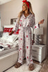 Viscose Button Front Long Sleeve Wide Leg Pajama Set
