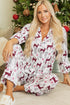 Viscose Button Front Long Sleeve Wide Leg Pajama Set