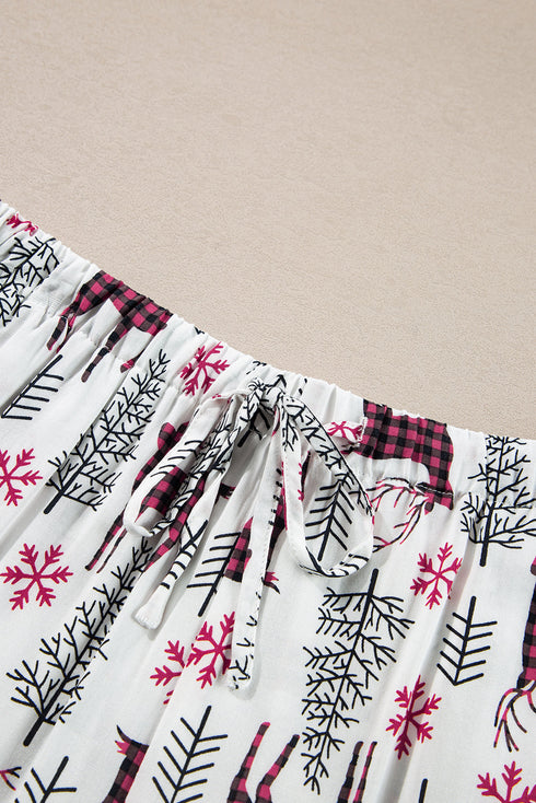 Viscose Button Front Long Sleeve Wide Leg Pajama Set