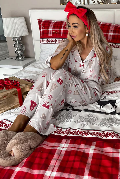 Viscose Button Front Long Sleeve Wide Leg Pajama Set