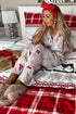 Viscose Button Front Long Sleeve Wide Leg Pajama Set