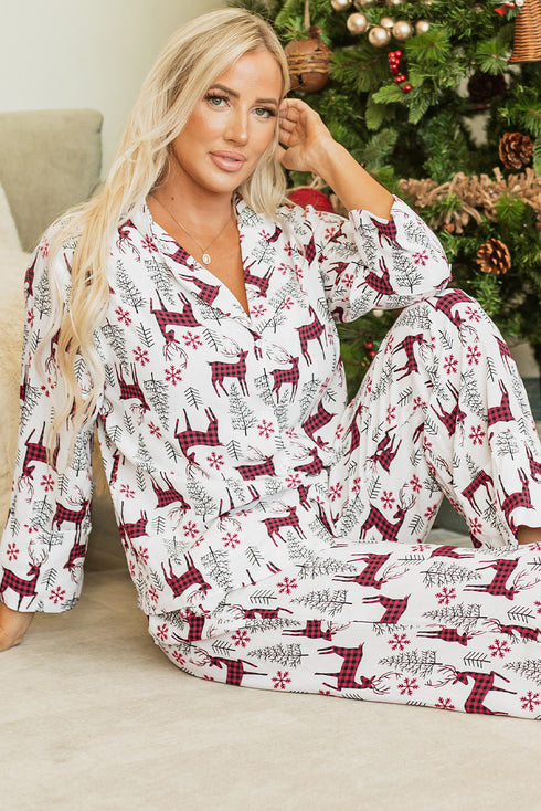 Viscose Button Front Long Sleeve Wide Leg Pajama Set