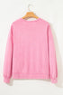 Waffle Knit Bowknot Applique Mineral Wash Plus Size Sweatshirt
