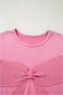 Waffle Knit Bowknot Applique Mineral Wash Plus Size Sweatshirt