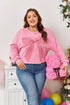 Waffle Knit Bowknot Applique Mineral Wash Plus Size Sweatshirt