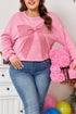 Waffle Knit Bowknot Applique Mineral Wash Plus Size Sweatshirt