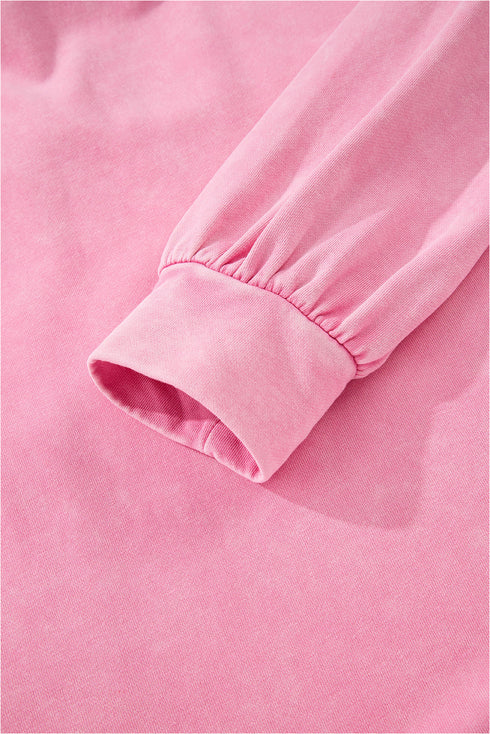 Waffle Knit Bowknot Applique Mineral Wash Plus Size Sweatshirt