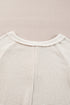 Waffle Knit Button Front Raglan Sleeve Loose Blouse