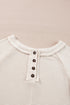 Waffle Knit Button Front Raglan Sleeve Loose Blouse