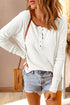 Waffle Knit Button Henley Long Sleeve Top