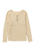 Waffle Knit Button Henley Long Sleeve Top
