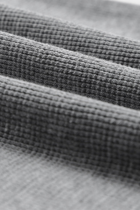 Waffle Knit Button Henley Long Sleeve Top