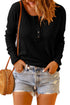 Waffle Knit Button Henley Long Sleeve Top