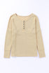 Waffle Knit Button Henley Long Sleeve Top