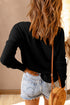 Waffle Knit Button Henley Long Sleeve Top
