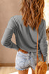Waffle Knit Button Henley Long Sleeve Top