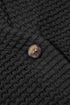 Waffle Knit Button Notched Neck Textured Long Sleeve Top