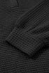 Waffle Knit Button Notched Neck Textured Long Sleeve Top