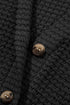 Waffle Knit Button Notched Neck Textured Long Sleeve Top