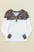 Waffle Knit Buttoned Henley Mixed Pattern Long Sleeve Top