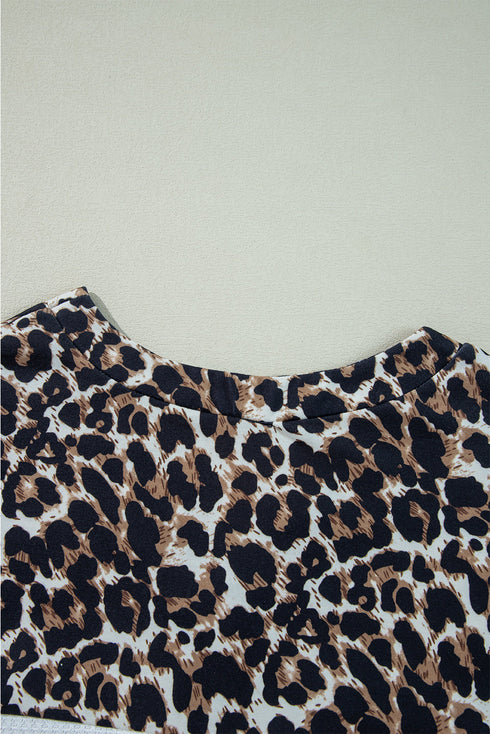 Waffle Knit Buttoned Henley Mixed Pattern Long Sleeve Top