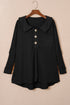 Waffle Knit Buttoned Long Sleeve Casual Henley Top