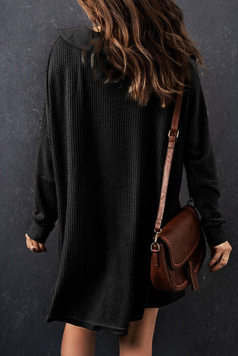 Waffle Knit Buttoned Long Sleeve Casual Henley Top