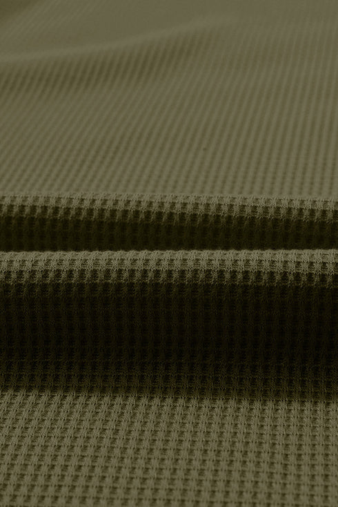 Waffle Knit Buttoned Long Sleeve Top