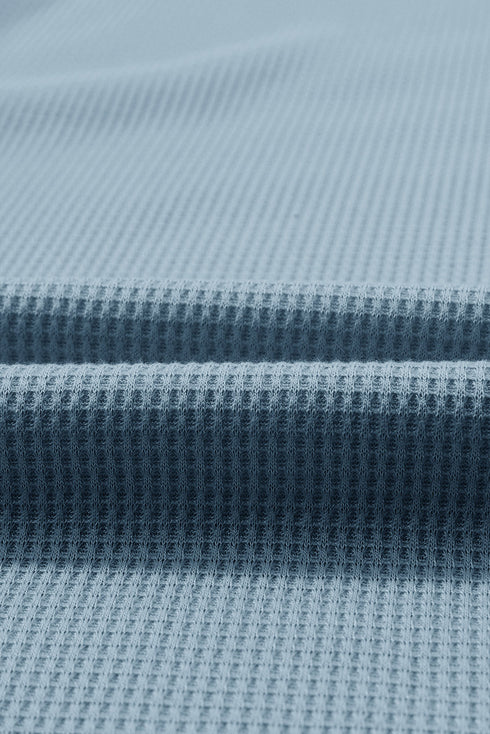 Waffle Knit Buttoned Long Sleeve Top