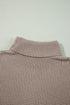 Waffle Knit Checkered Sleeve Turtleneck Sweater