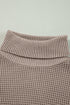 Waffle Knit Checkered Sleeve Turtleneck Sweater