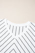 Waffle Knit Chevron Stripe V Neck Long Sleeve Top