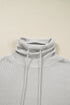 Waffle Knit Cowl Neck Drawstring Pullover Tunic